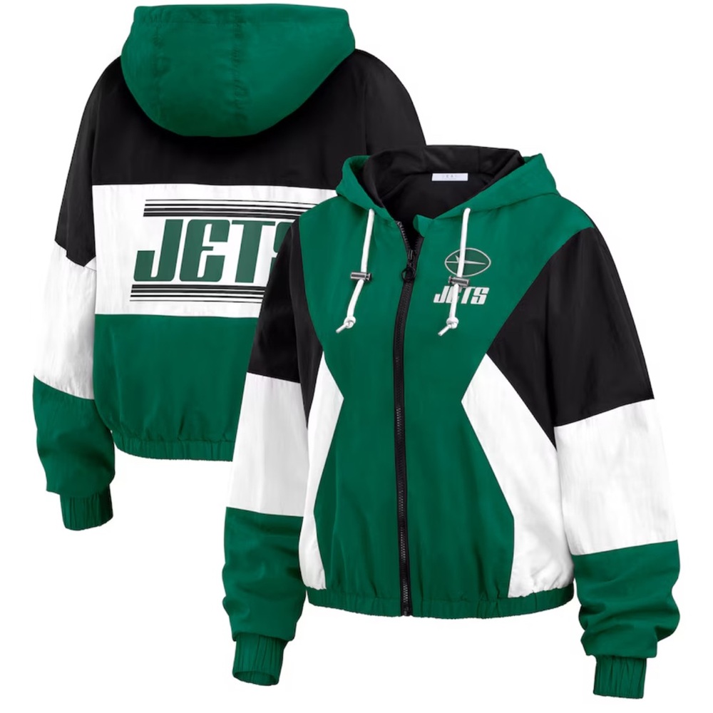 NWT New York Jets Color Block Full-Zip Windbreaker Jacket